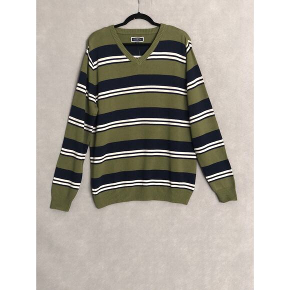 Club Room Men's Size X-Large Stripe V-Neck Green/Blue NEW - Picture 1 of 6